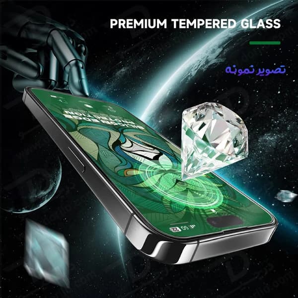 گلس شیشه ای شفاف دور سیلیکونی iPhone 16 Pro برند LITO — تصویر ۵