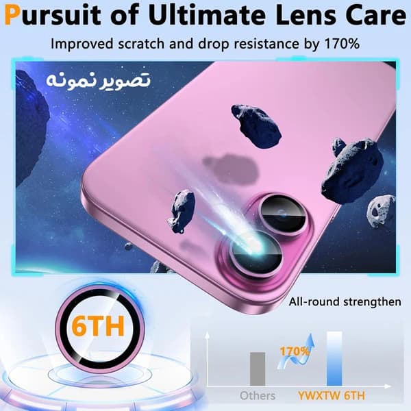 محافظ لنز دوربین رینگی فلزی iPhone 16 — تصویر ۵