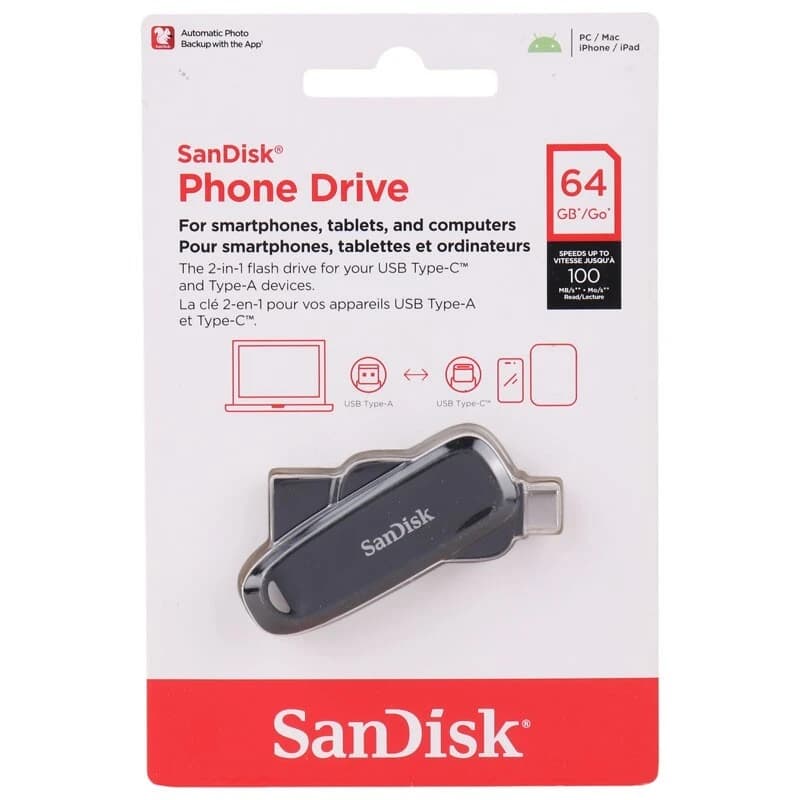 فلش 64 گیگ سن دیسک SanDisk Phone Drive OTG Type-C USB3.2 — تصویر ۶
