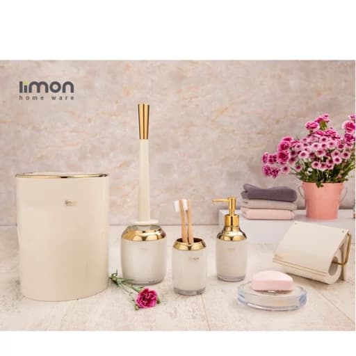 ست سرویس بهداشتی 6 پارچه وانیلی طلایی مبلمان اورلین مدل 985808