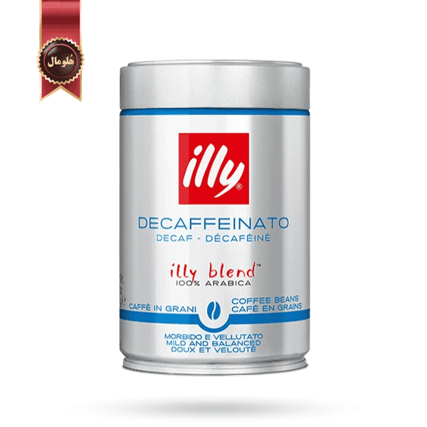 دانه قهوه قوطی ایلی illy مدل بدون کافئین decaffeinato وزن 250 گرم (اورجینال)