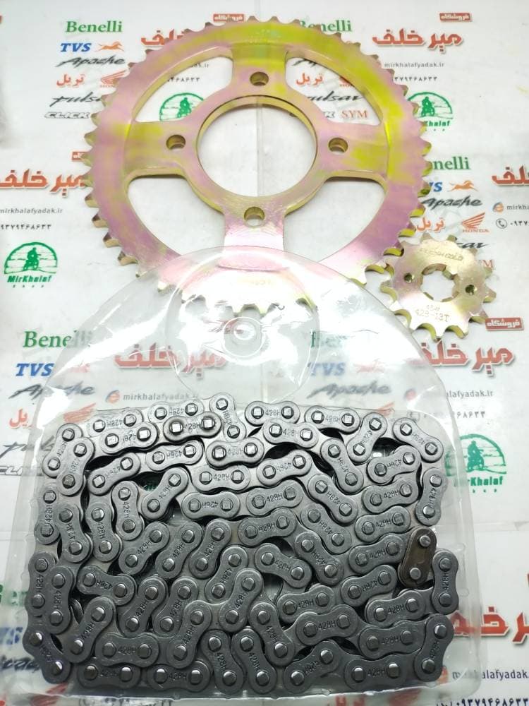 ست دنده (طبق) زنجیر چرخ عقب و جلو موتور اپاچی 150 160 180 هندی