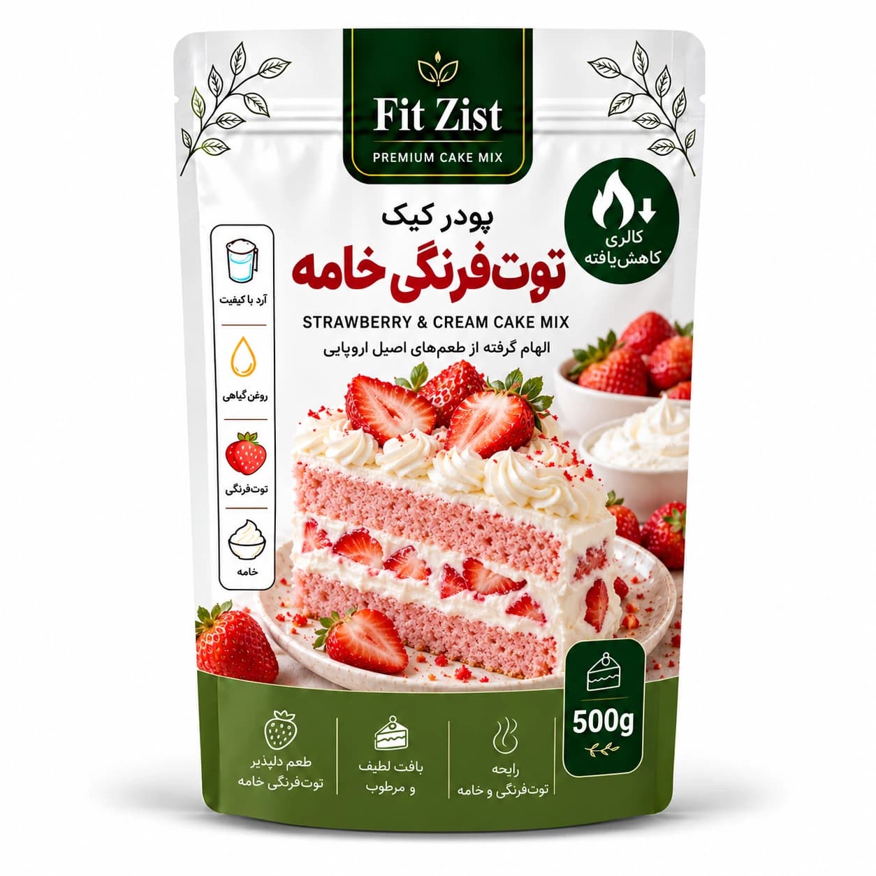 پودر کیک توت فرنگی خامه 500 گرم