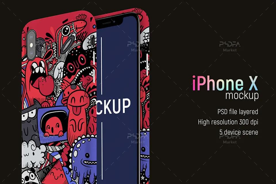 موکاپ قاب گوشی آیفون X با فرمت PSD برای فتوشاپ — تصویر ۴