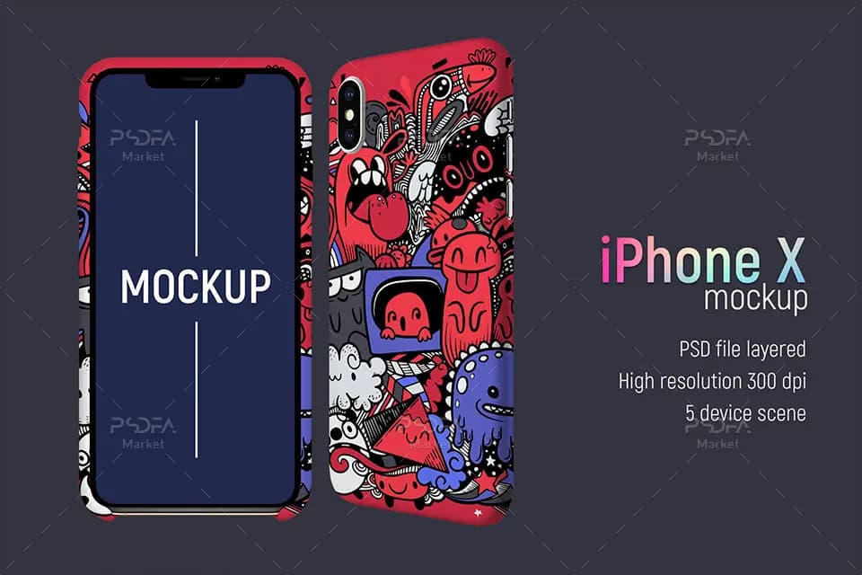 موکاپ قاب گوشی آیفون X با فرمت PSD برای فتوشاپ — تصویر ۵