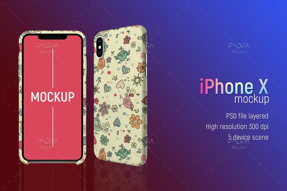 موکاپ قاب گوشی آیفون X با فرمت PSD برای فتوشاپ — تصویر ۲