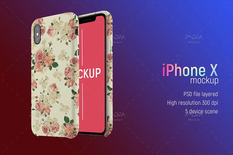 موکاپ قاب گوشی آیفون X با فرمت PSD برای فتوشاپ — تصویر ۳