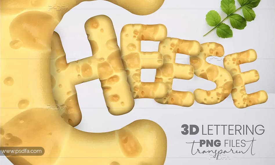 کلیپ آرت حروف و اعداد 3D با افکت پنیر سوئیسی و فرمت PNG