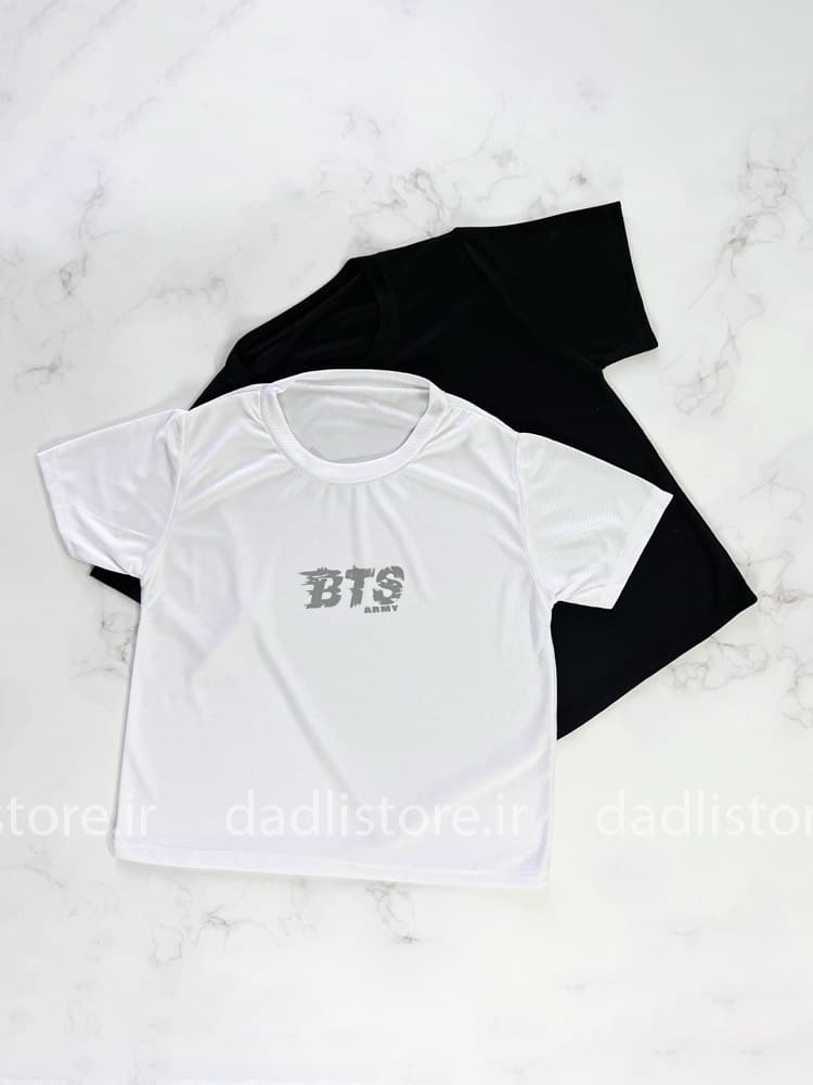 کراپ ورزشی زنانه فلامنت آستین دار فلامنت سوزنی طرح BTS
