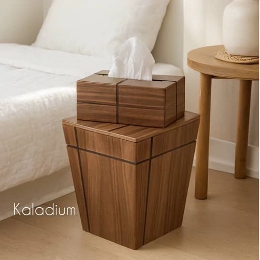 ست سطل و جا دستمال کاغذی چوبی روبیک کامنا مدل 13145079