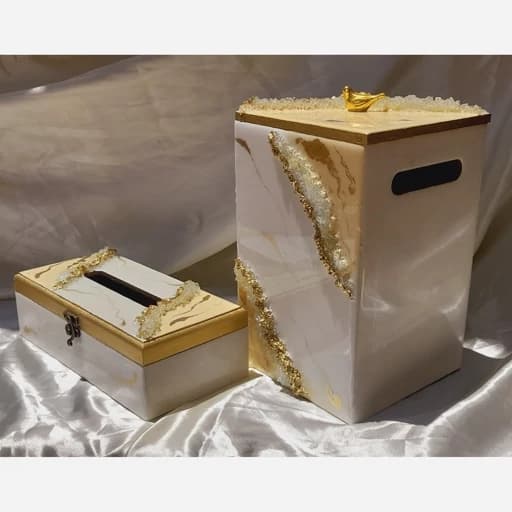 سطل زباله و جعبه دستمال کاغذی رزینی کامنا مدل 13145076