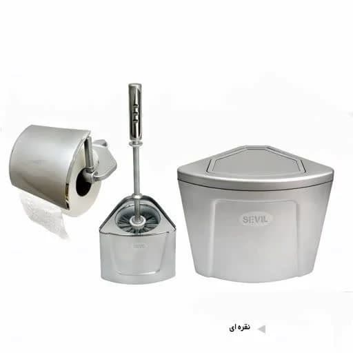 سطل و فرچه کنج دیواری با جادستمال کنج رنگ نقره ای کامنا مدل 13145062