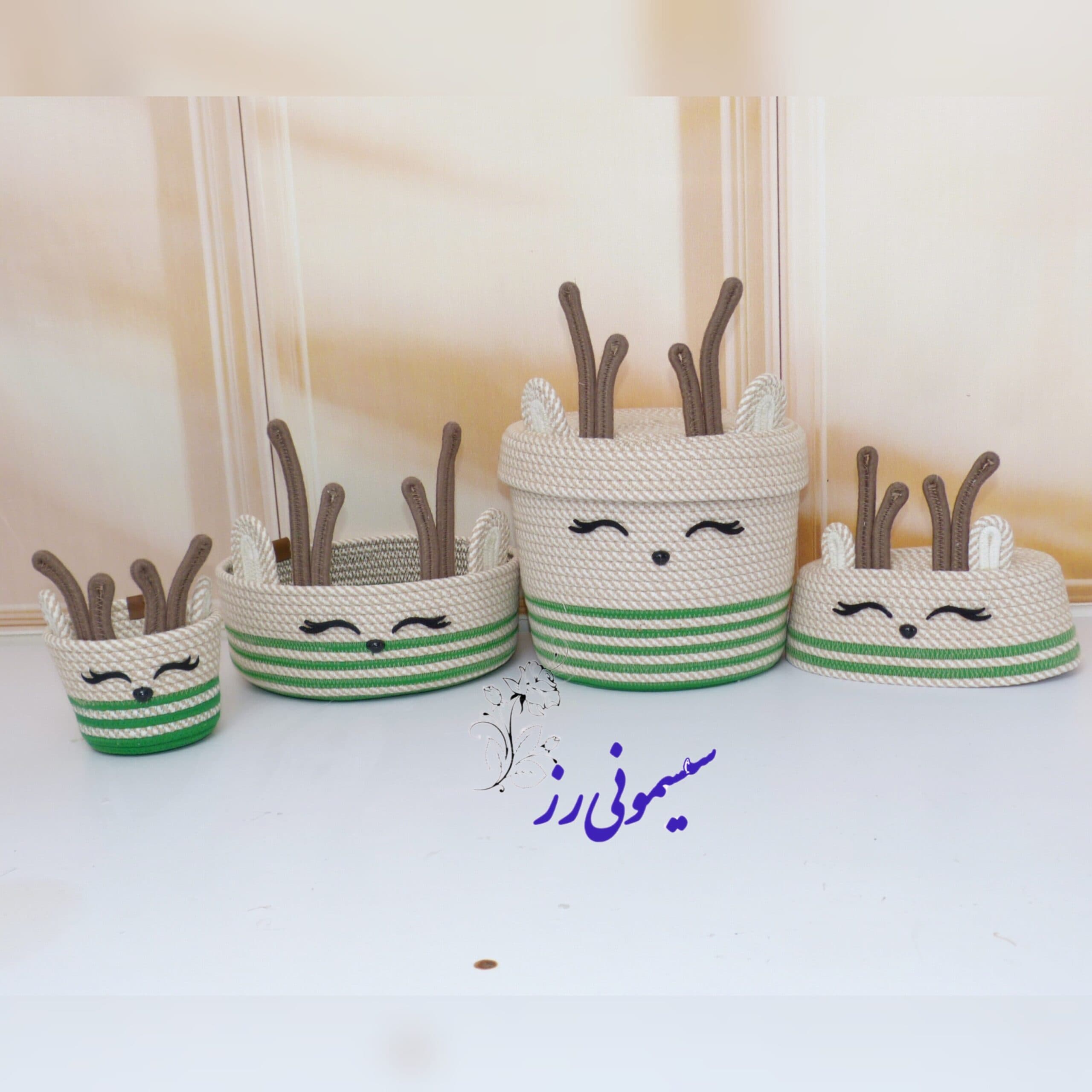 سیسمونی و نظم دهنده قیطان دوزی سبد و سطل و جا دستمال نوزاد طرح گوزن کامنا مدل 13145036