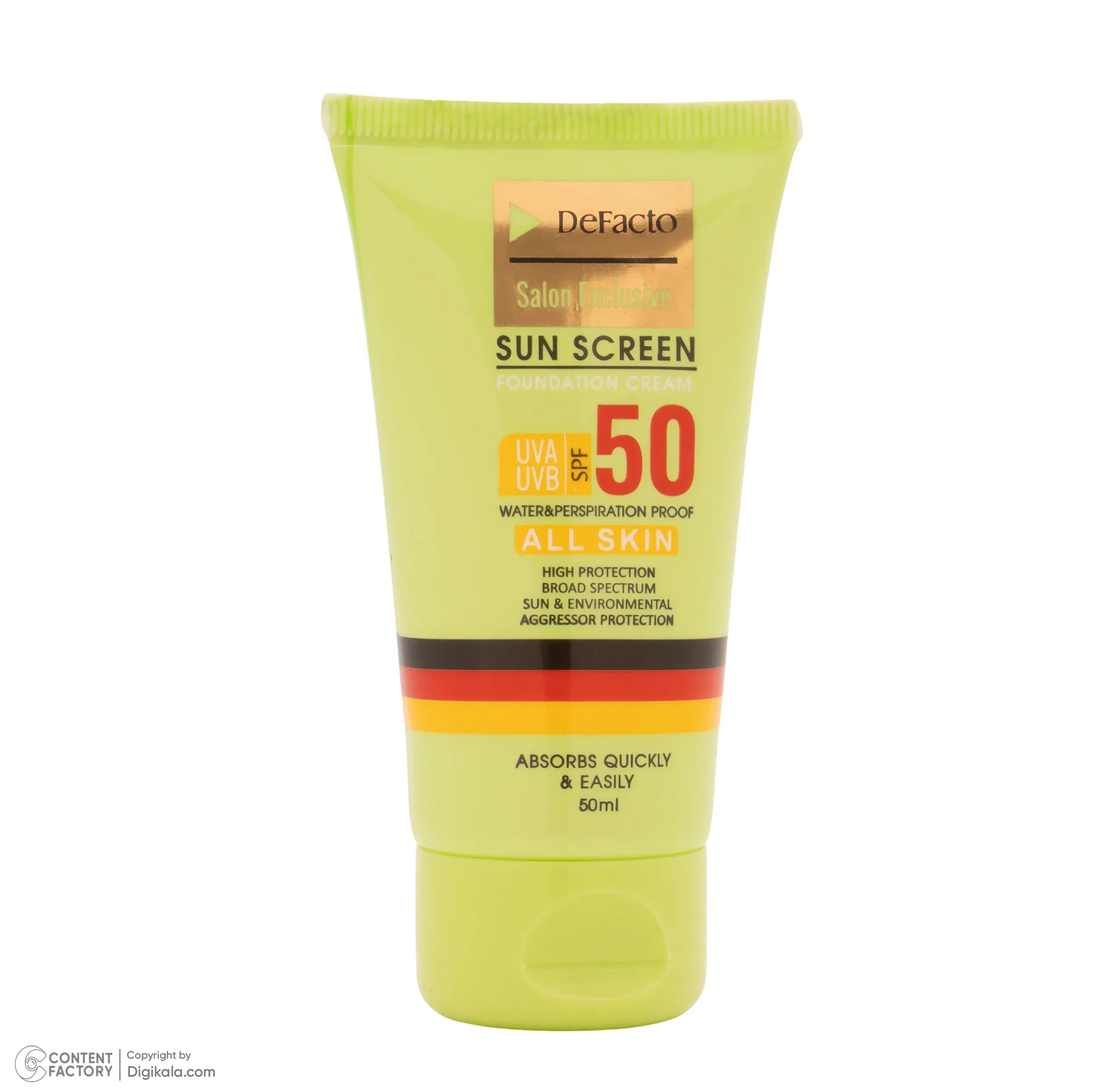کرم ضد آفتاب رنگی صورت دیفکتو SPF 50 مدل D.01 ‌مناسب برای انواع پوست حجم 50 میلی‌لیتر — تصویر ۳