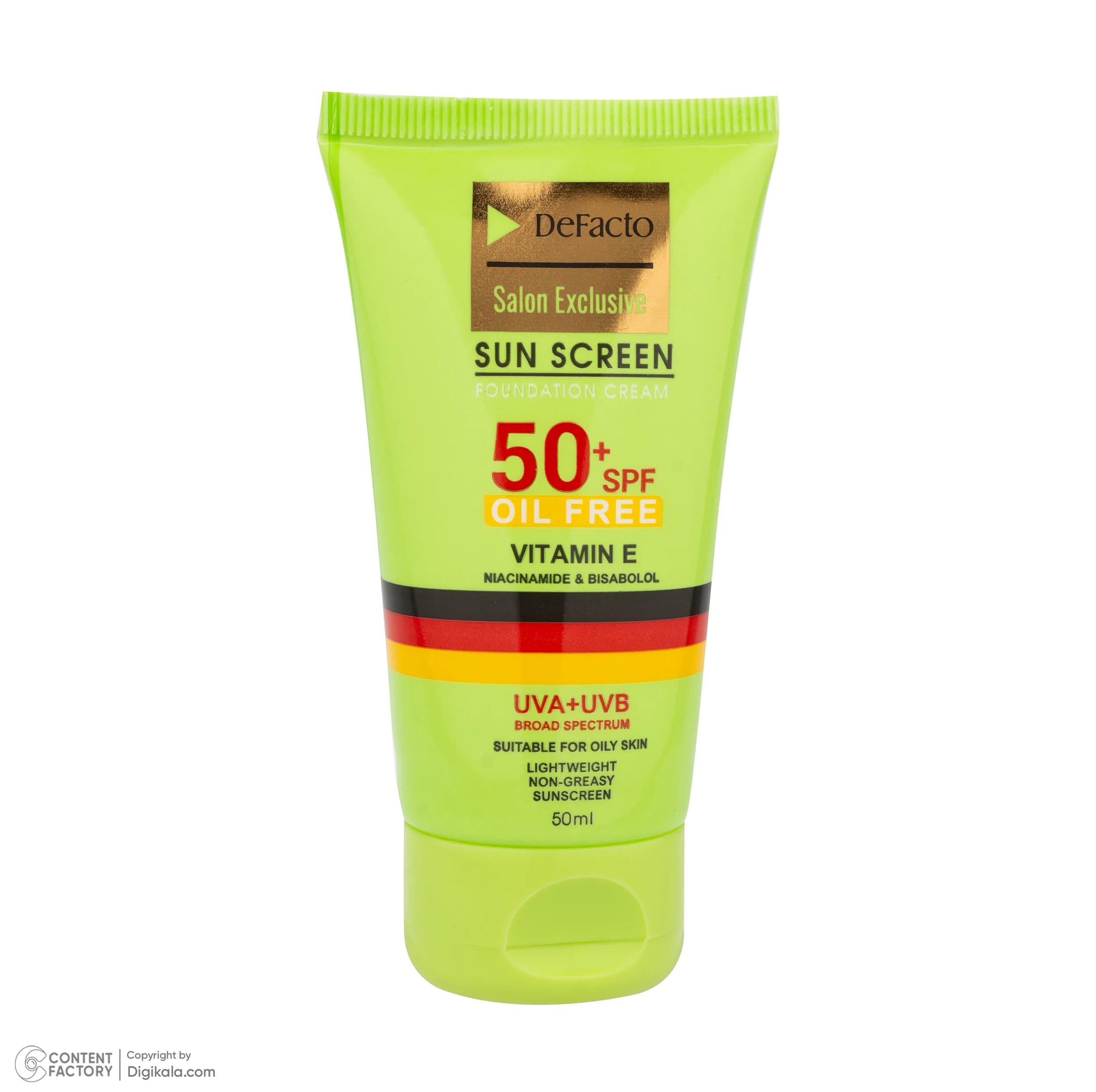 کرم ضد آفتاب رنگی صورت دیفکتو SPF 50 مدل 02 مناسب برای پوستهای چرب حجم 50 میلیلیتر — تصویر ۳