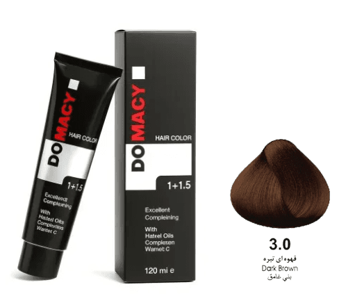 رنگ مو دوماسی کد 3.0 رنگ قهوه ای تیره 120میل