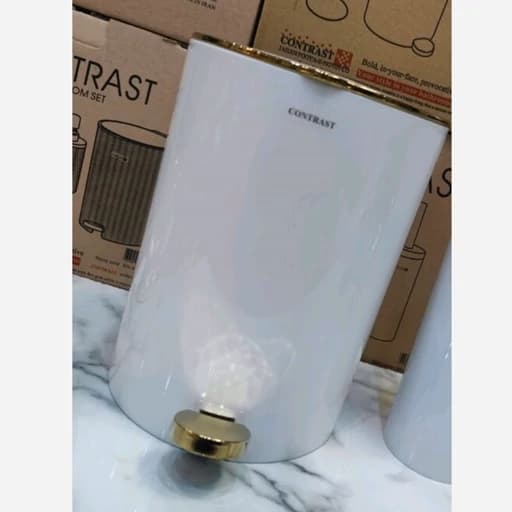 سطل تک سرویس بهداشتی مدل دوجداره برند کنتراست رنگ بسیار زیبا و شکیل سفید طلایی نو آکبند باکیفیت عالی مبلمان فرنا مدل 1149365
