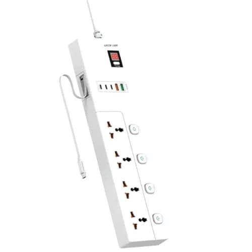 چند راهی 4 خانه گرین لاین GS-800 GNGS8PSKT2 با کابل 2 متری + شارژر USB و Type-C — تصویر ۳