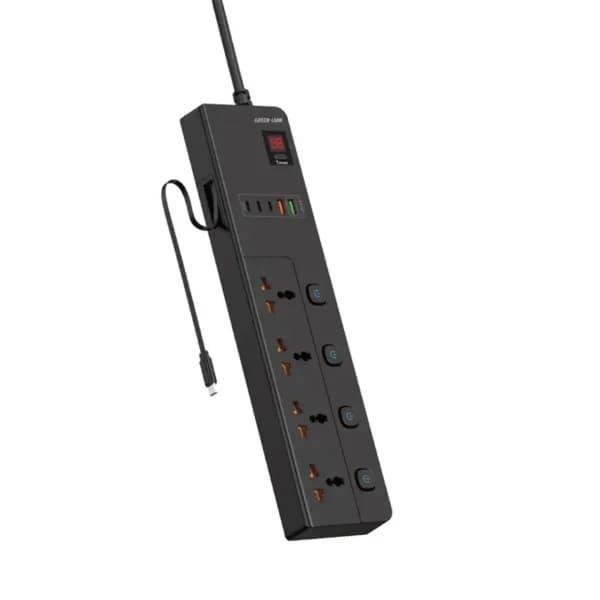 چند راهی 4 خانه گرین لاین GS-800 GNGS8PSKT2 با کابل 2 متری + شارژر USB و Type-C — تصویر ۴