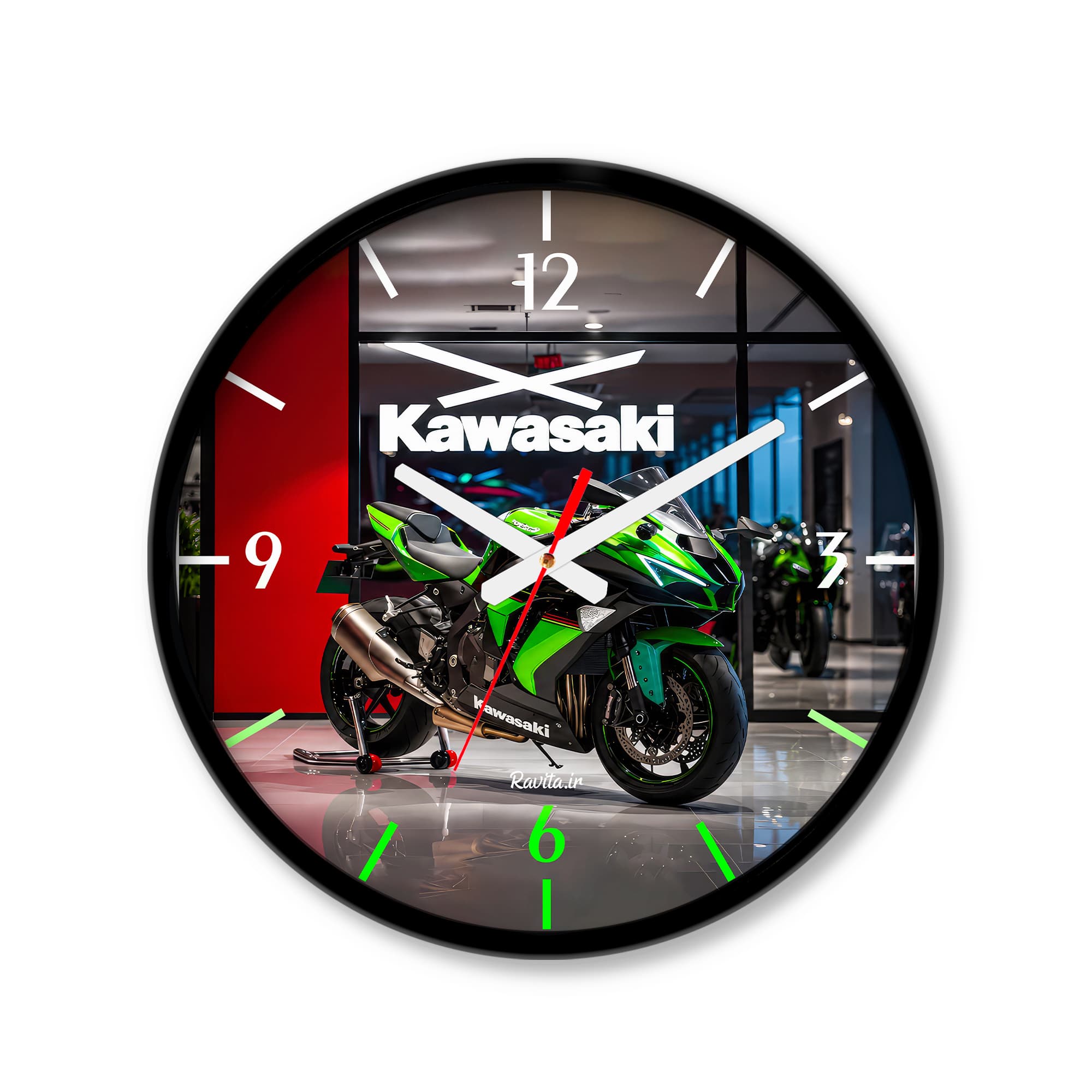 ساعت رومیزی دیواری راویتا طرح کاوازاکی نینجا – Kawasaki Ninja H2R کد 3875