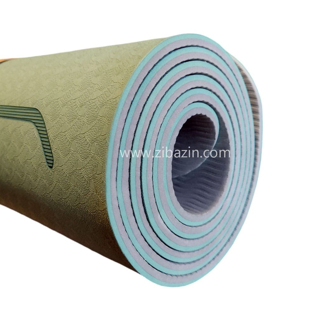 مت یوگا حرفه ای الایمنت (TPE) دو لایه 8 میل : سبز طوسی + کاور رایگان
