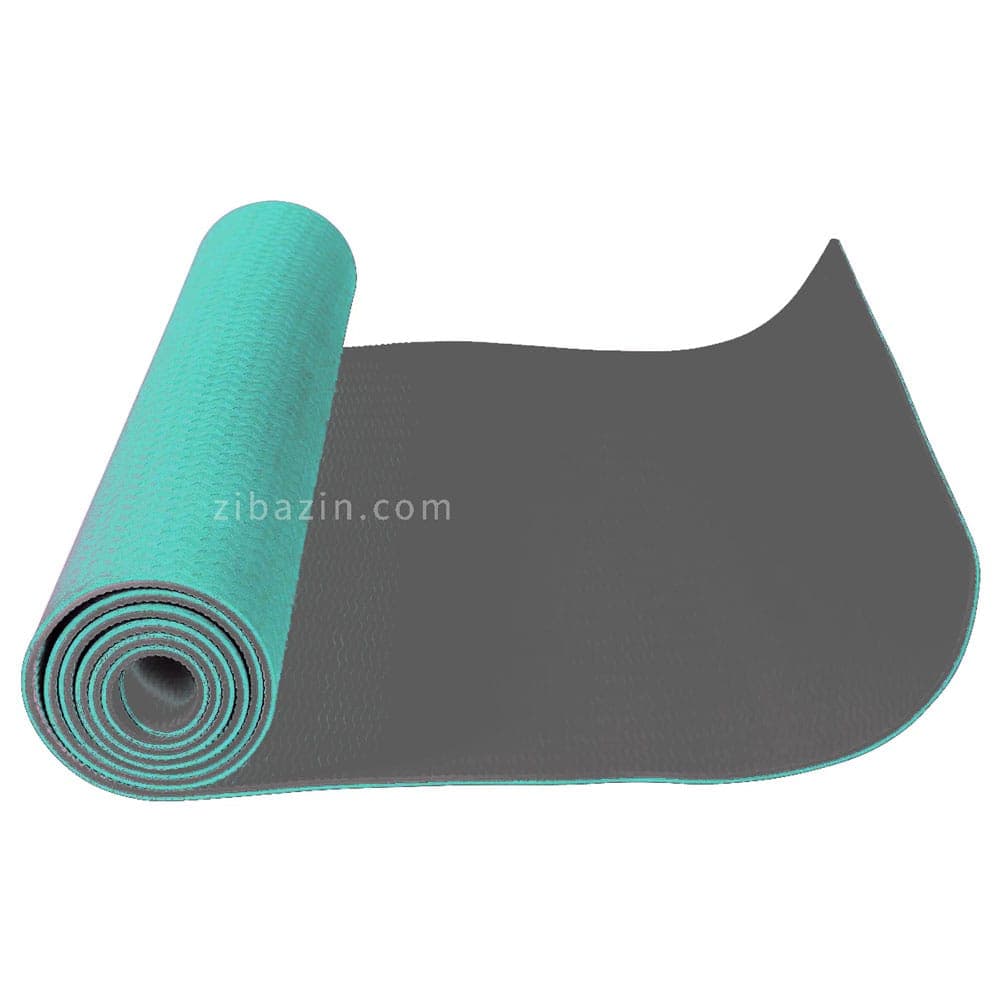 مت یوگا و پیلاتس (TPE) دو لایه 6 میل : فیروزه ای طوسی + کاور رایگان