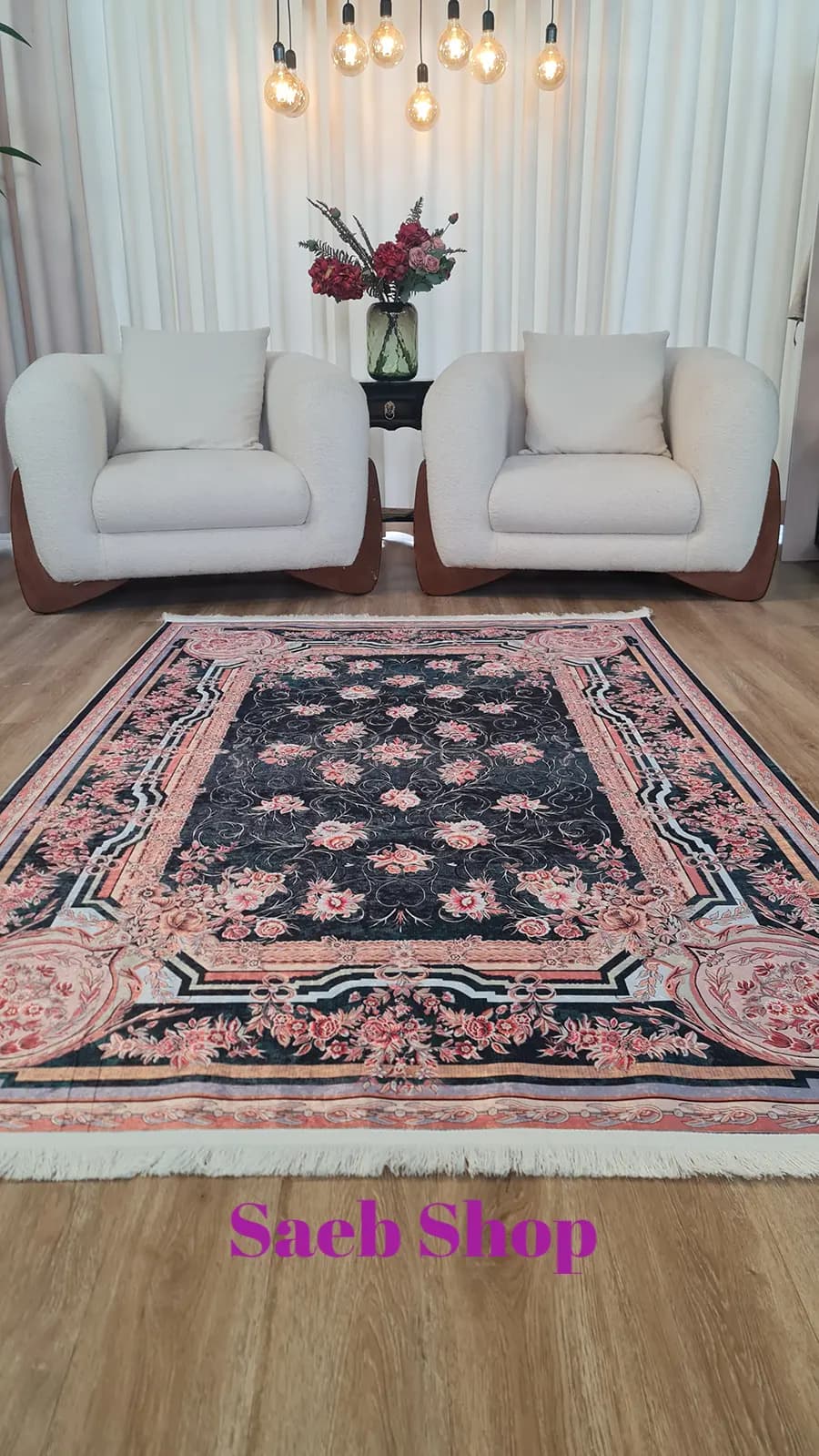 فرش کلاسیک گل های پیچیده | فرش صائب | کد: L316