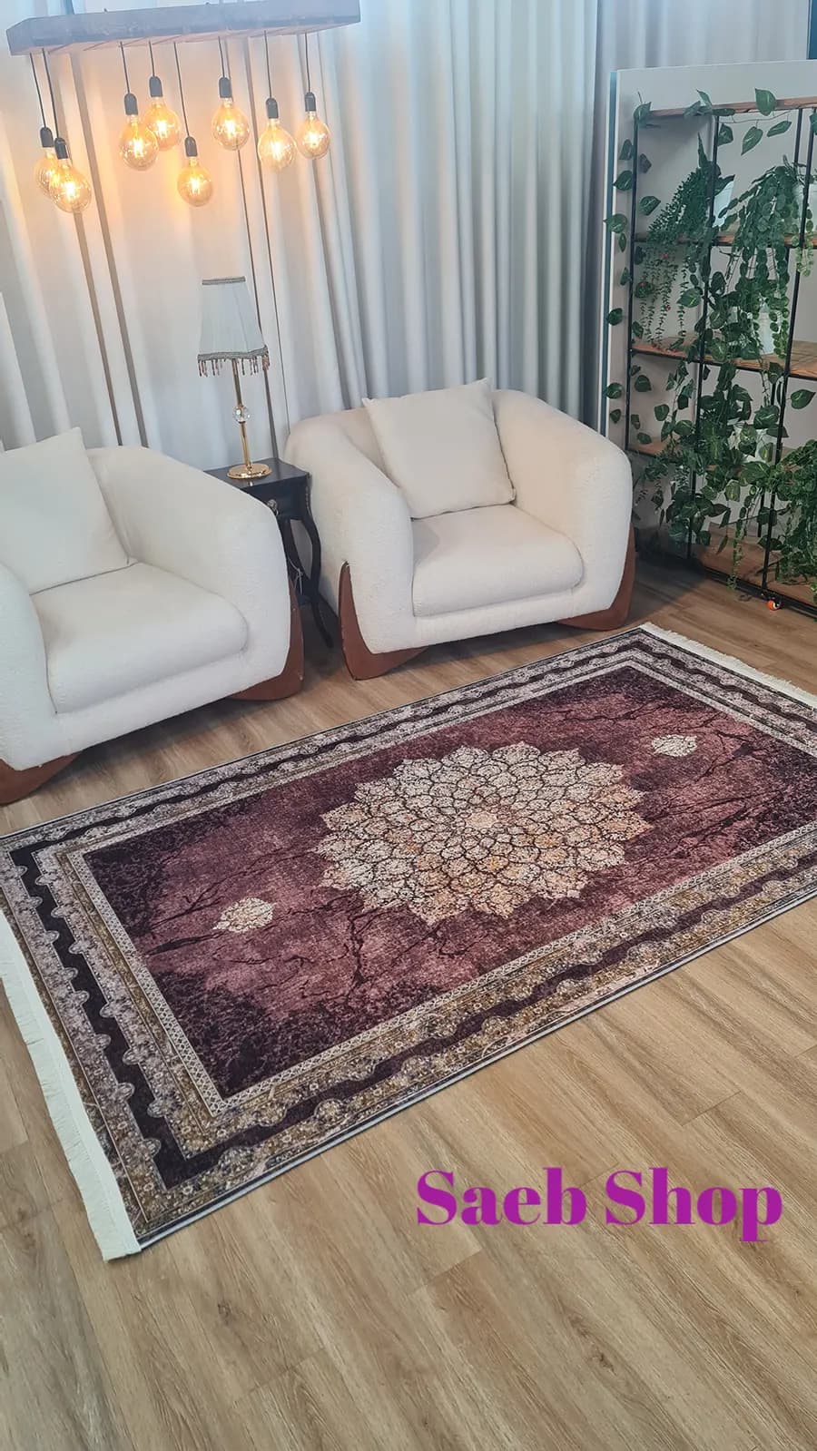 فرش ترنج تاج گل دگرگونی | فرش صائب | کد: L319