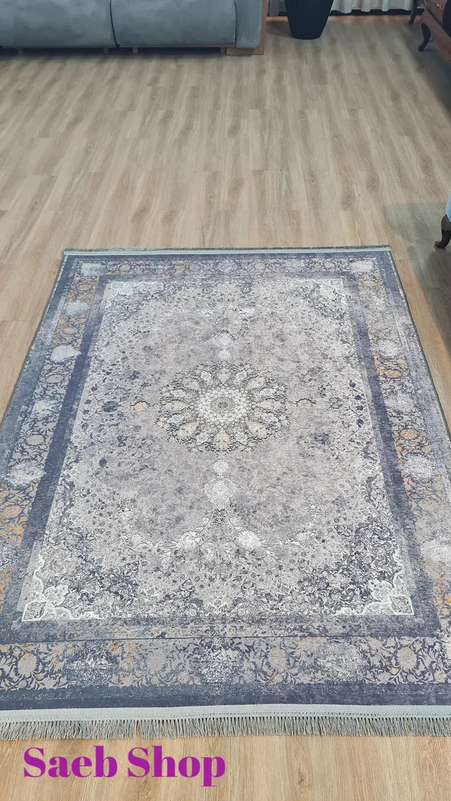 فرش کلاسیک طوسی مه‌آلود | فرش صائب | کد: L521