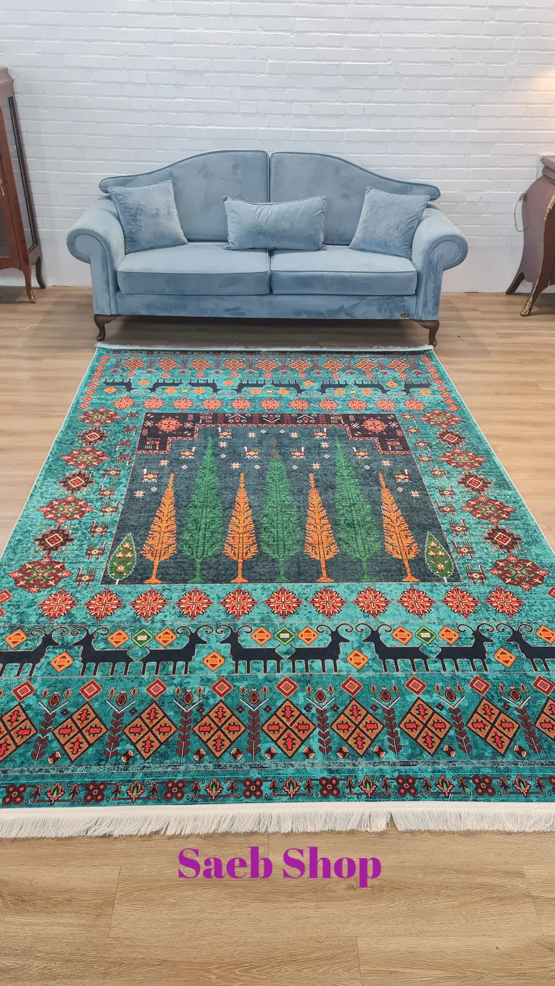 فرش گبه شکارگاه گوزن | فرش صائب | کد: L289