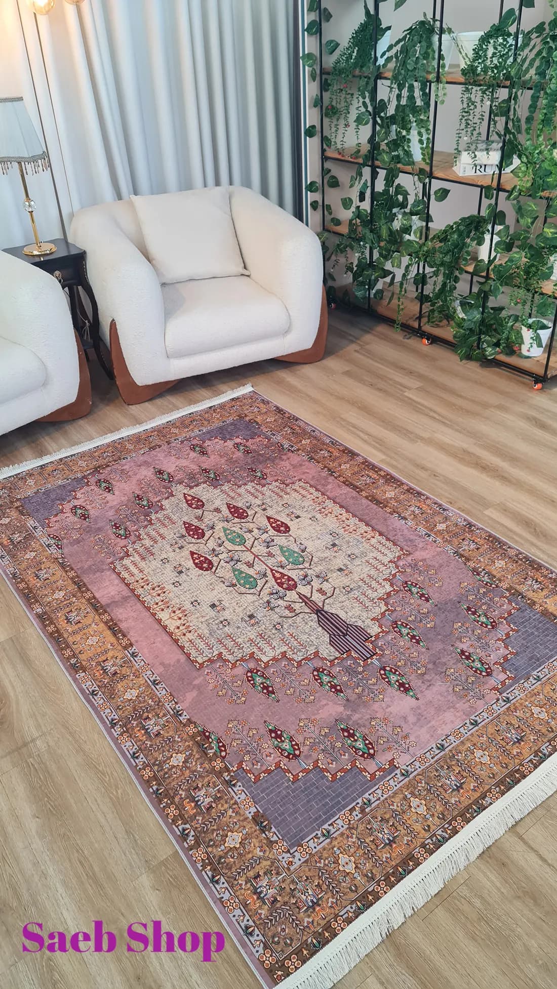 فرش درختی گل کاج | فرش صائب | کد: L305