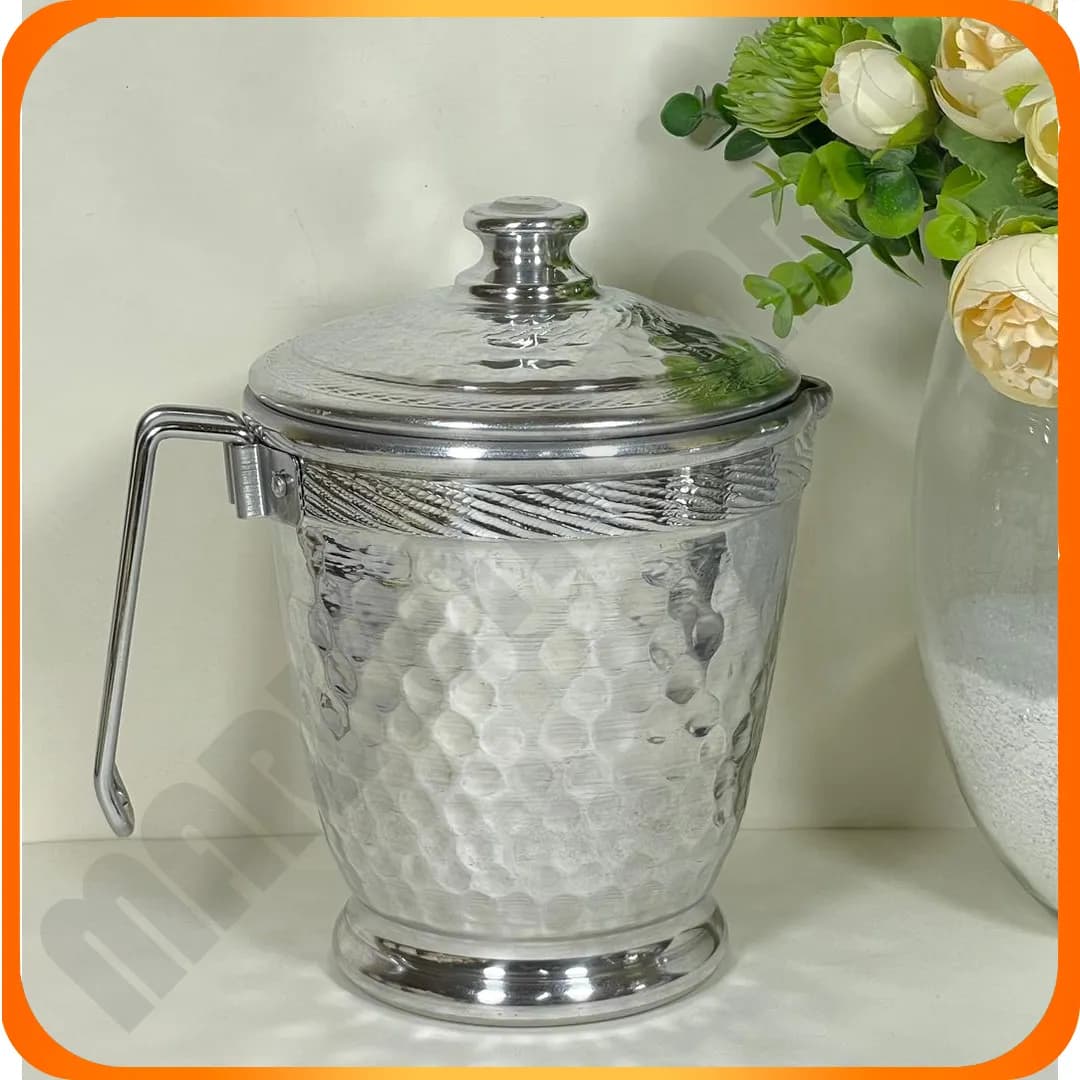پارچ چکشی درب دار سایز 1 طرح استیل مهروز