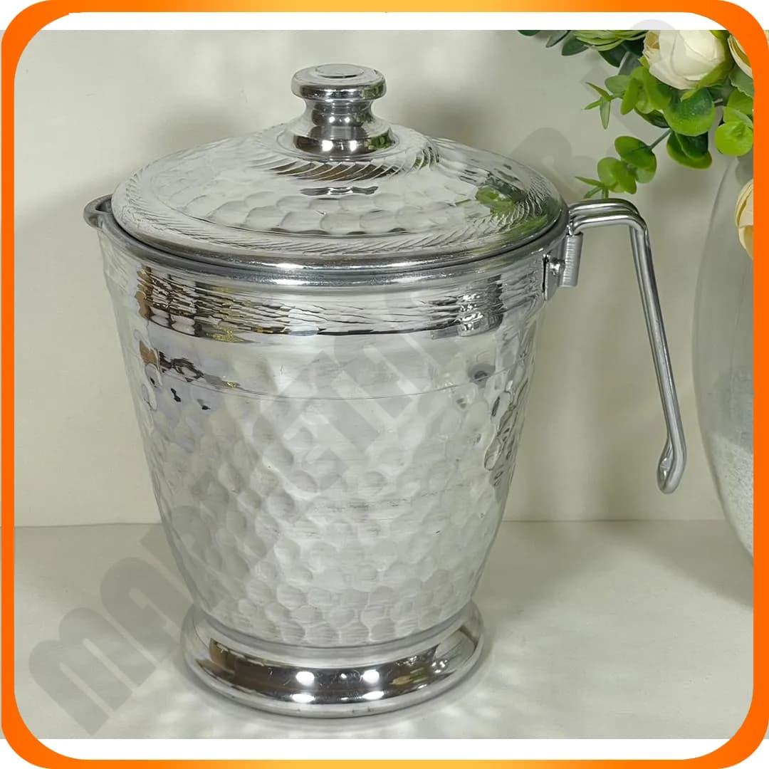 پارچ چکشی درب دار سایز 2 طرح استیل مهروز