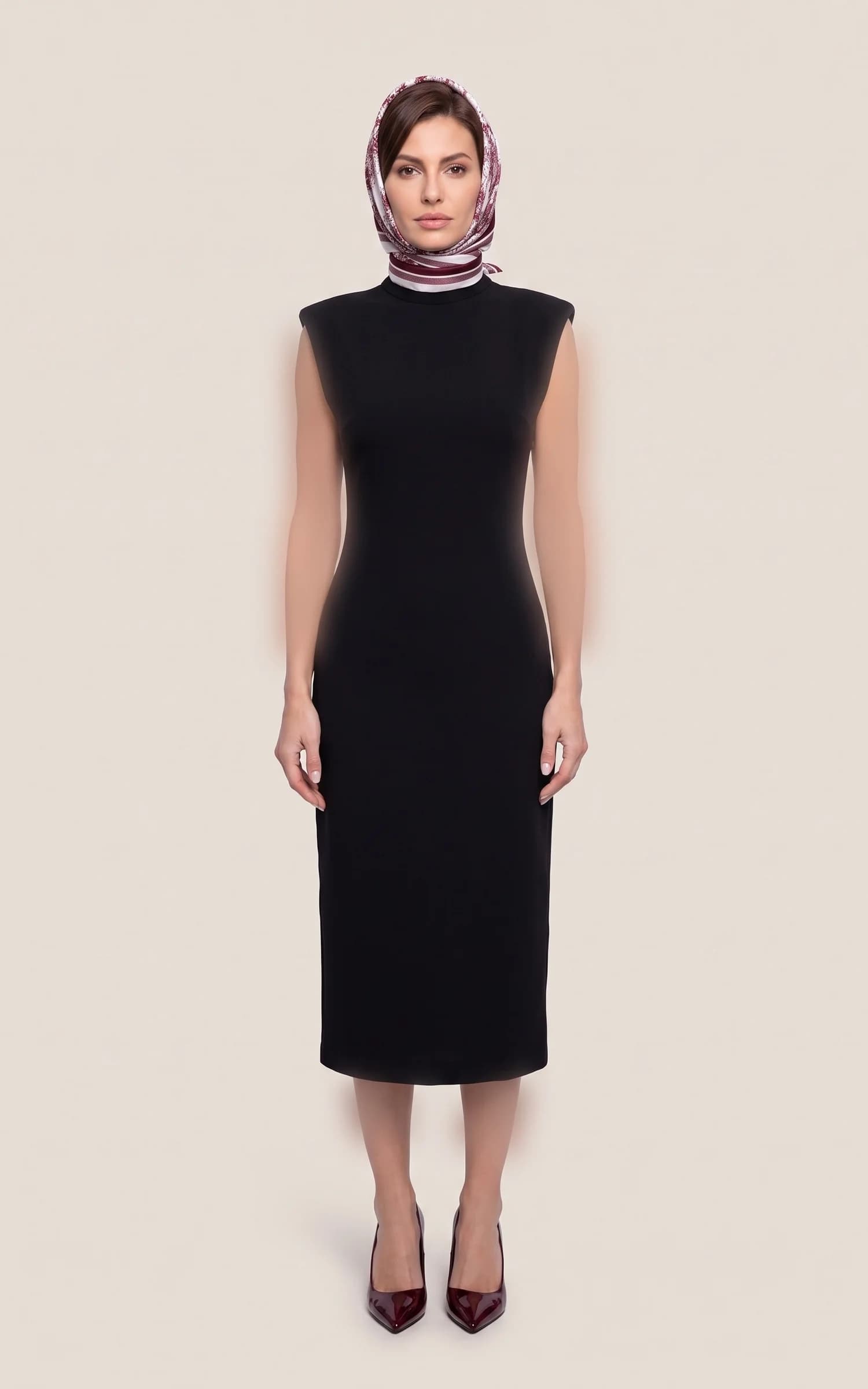 پیراهن زنانه بلند بدون آستین یقه ایستاده با برش کمر nevado کد 405014531867 — تصویر ۴