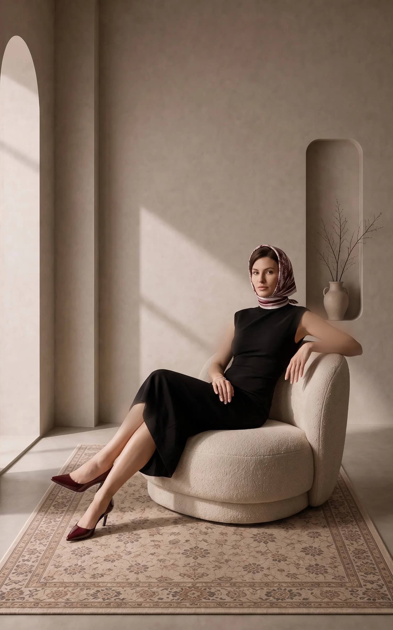 پیراهن زنانه بلند بدون آستین یقه ایستاده با برش کمر nevado کد 405014531867 — تصویر ۳