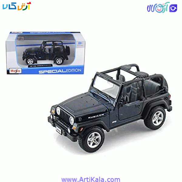ماکت ماشین جیپ رنجر مدل Jeep Wranger Rubicon Blue 1/27 Diecast Model Car