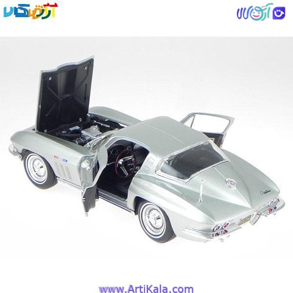 ماکت ماشین شورلت کروت مدل 1965 Chevrolet Corvette Silver 1/18