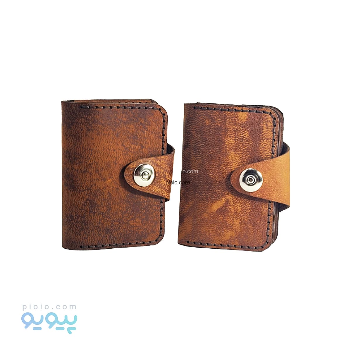 کیف کارت بانکی چرم شتری یک دکمه