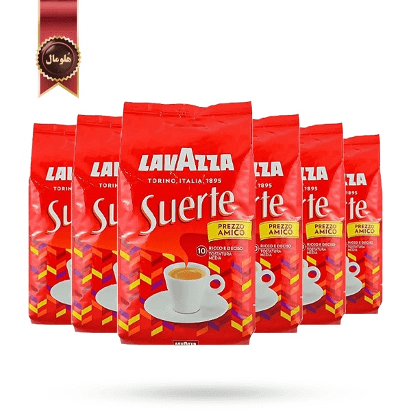 6 بسته دانه قهوه لاوازا lavazza مدل سورته Suerte یک کیلویی (اورجینال)