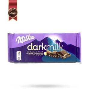 شکلات تخته ای دارک میلکا milka مدل بادام almonds وزن 85 گرم (اورجینال)