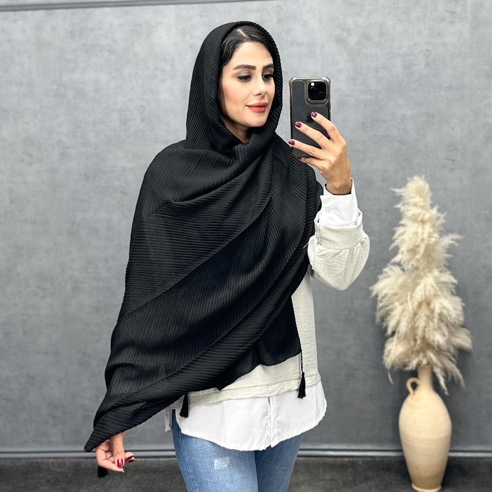 شال پلیسه مشکی کد 21814