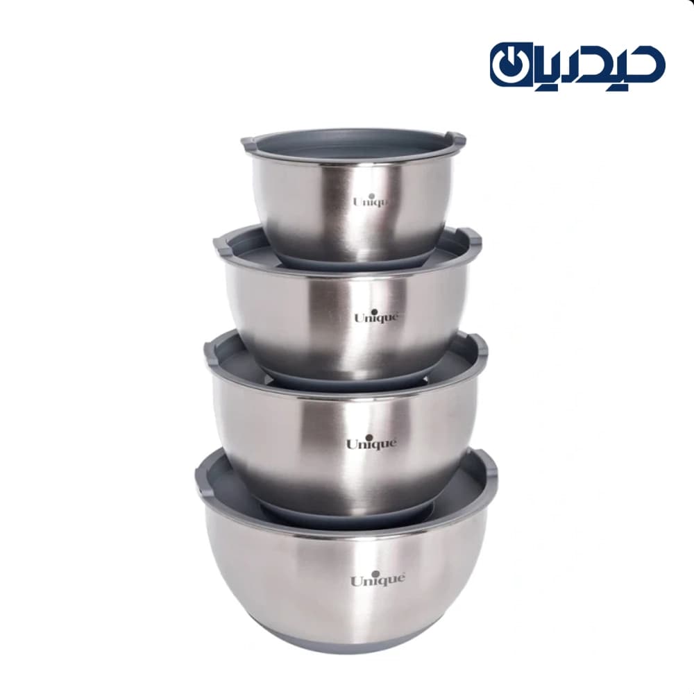 لگن ۴پارچه استیل درب دار یونیک مدلUN-4092