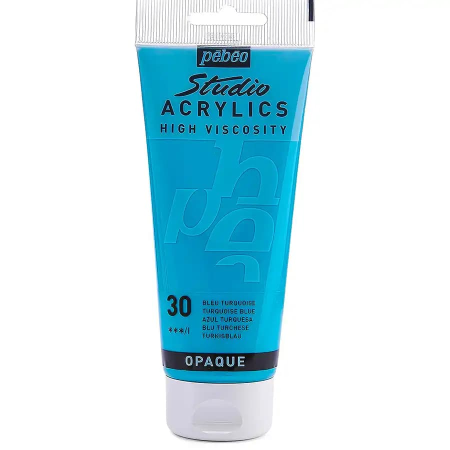 رنگ اکریلیک پ ب او مدل PEBEO STUDIO رنگ TURQUOISE BLUE کد 30 حجم 100ML