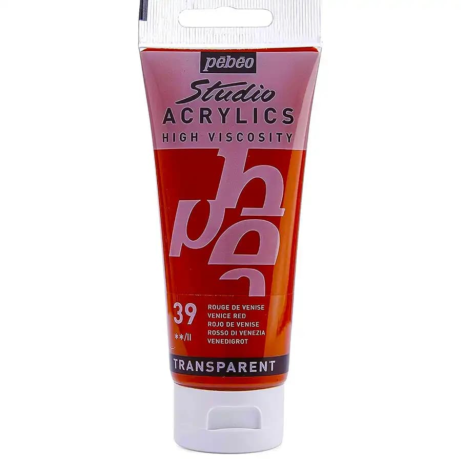رنگ اکریلیک پ ب او مدل PEBEO STUDIO رنگ VENICE RED کد 39 حجم 100ML