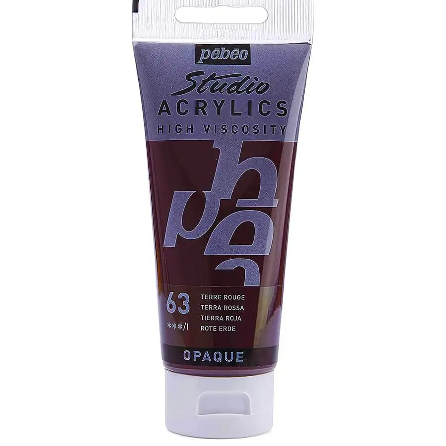 رنگ اکریلیک پ ب او مدل PEBEO STUDIO رنگ TERRA ROSSA کد 63 حجم 100ML