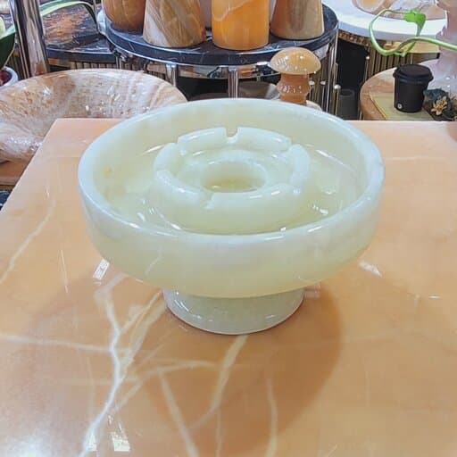 ظرف سنگی سرو و پذیرایی سنگ طبیعی ،مدل پایه دار ،یک تکه ،دارای جا برای وارمر و قوری برای گرم نگه داشتن دمنوش،کاربردی و شیک | هدیه تولد | جهیزیه عروس | کادویی | ظروف سنگی آقای سنگی | ظروف آنتیک و کلکسیو