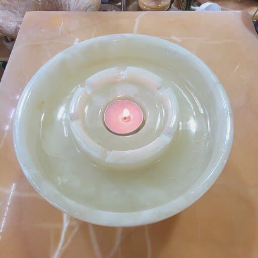 ظرف سنگی سرو و پذیرایی سنگ طبیعی ،مدل پایه دار ،یک تکه ،دارای جا برای وارمر و قوری برای گرم نگه داشتن دمنوش،کاربردی و شیک | هدیه تولد | جهیزیه عروس | کادویی | ظروف سنگی آقای سنگی | ظروف آنتیک و کلکسیو — تصویر ۳