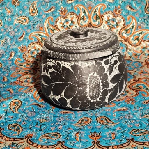 قابلمه سنگی 6 نفره قلم خورده | دیزی سنگی | دیگ سنگی | ظروف سنگی آقای سنگی | ظروف سالم آشپزی طب سنتی