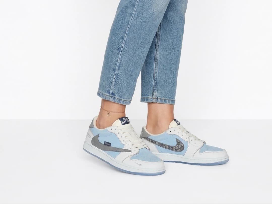 کتونی زنانه نایک ترویس دیور سفید آبی | Travis Dior Nike