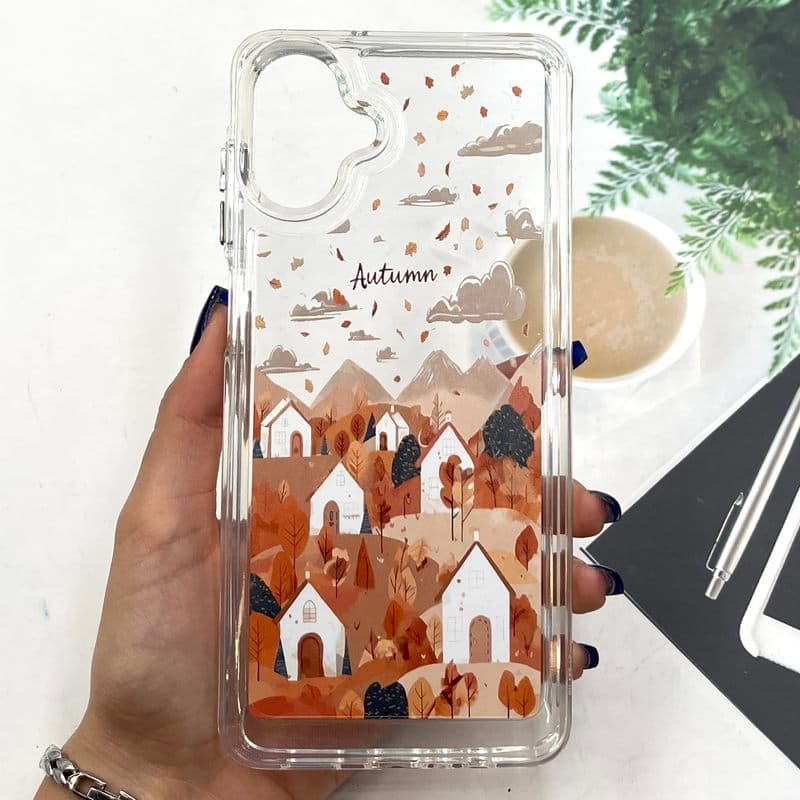 قاب گوشی Galaxy A07 سامسونگ Cutie Pop شفاف فانتزی ضد ضربه ایربگ دار طرح کلبه پاییزی کد 931897